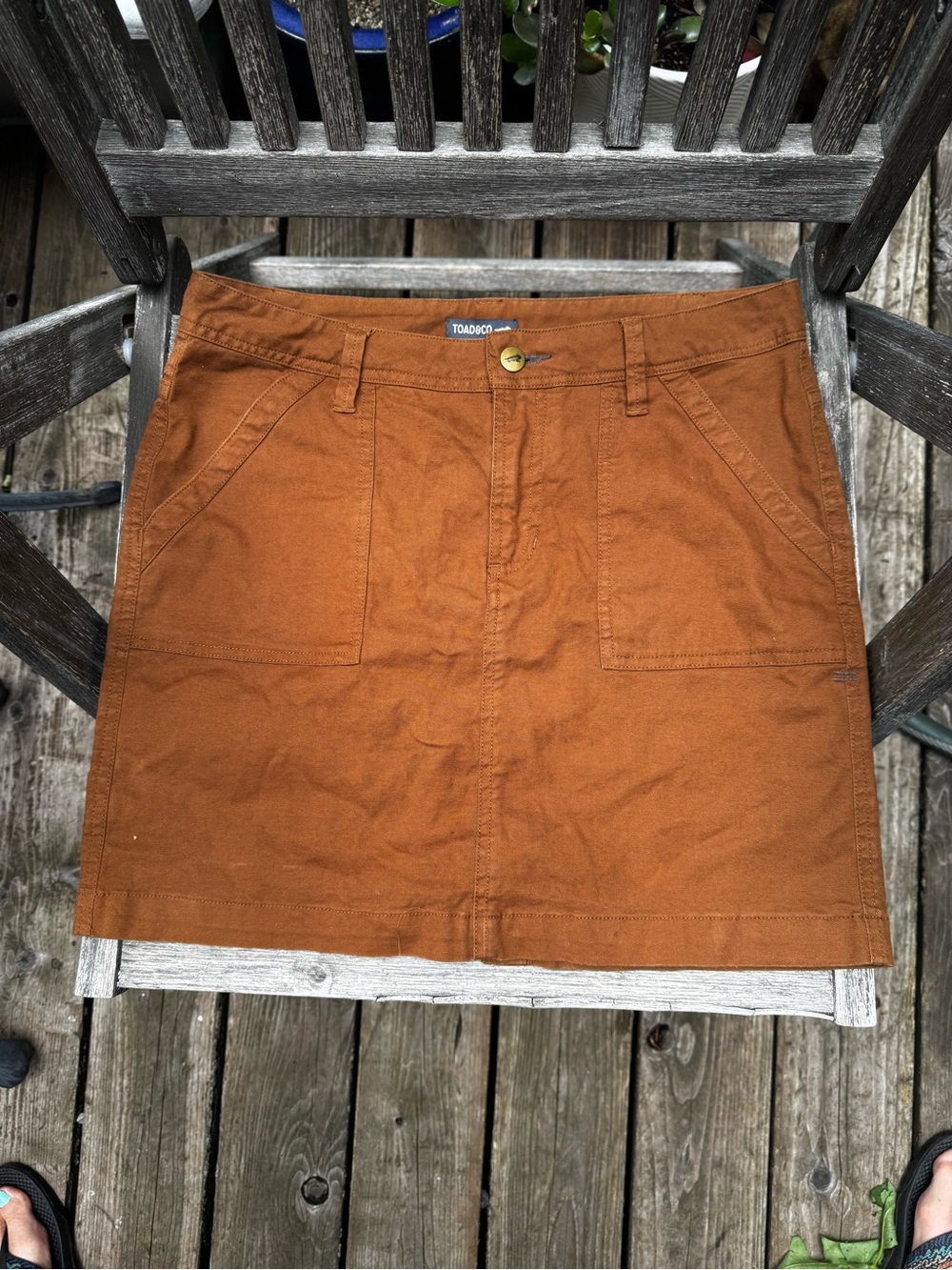 Toad&Co Rust Brown Organic Cotton Mini Skirt
